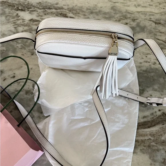 kate spade White Pebbled Leather Camera Crossbody with Gold Hardware - Picture 3 of 9